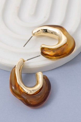 Brown Oval Hoop Earring
