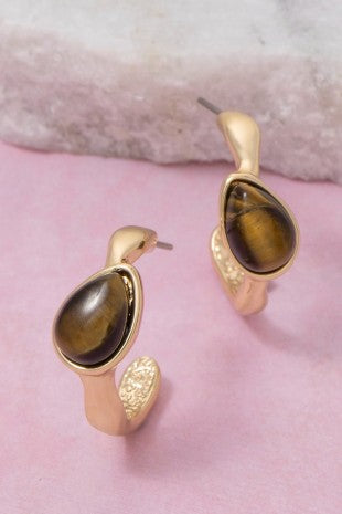 Teardrop Stone Hoop