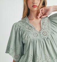 Eyelet V-neck Blouse