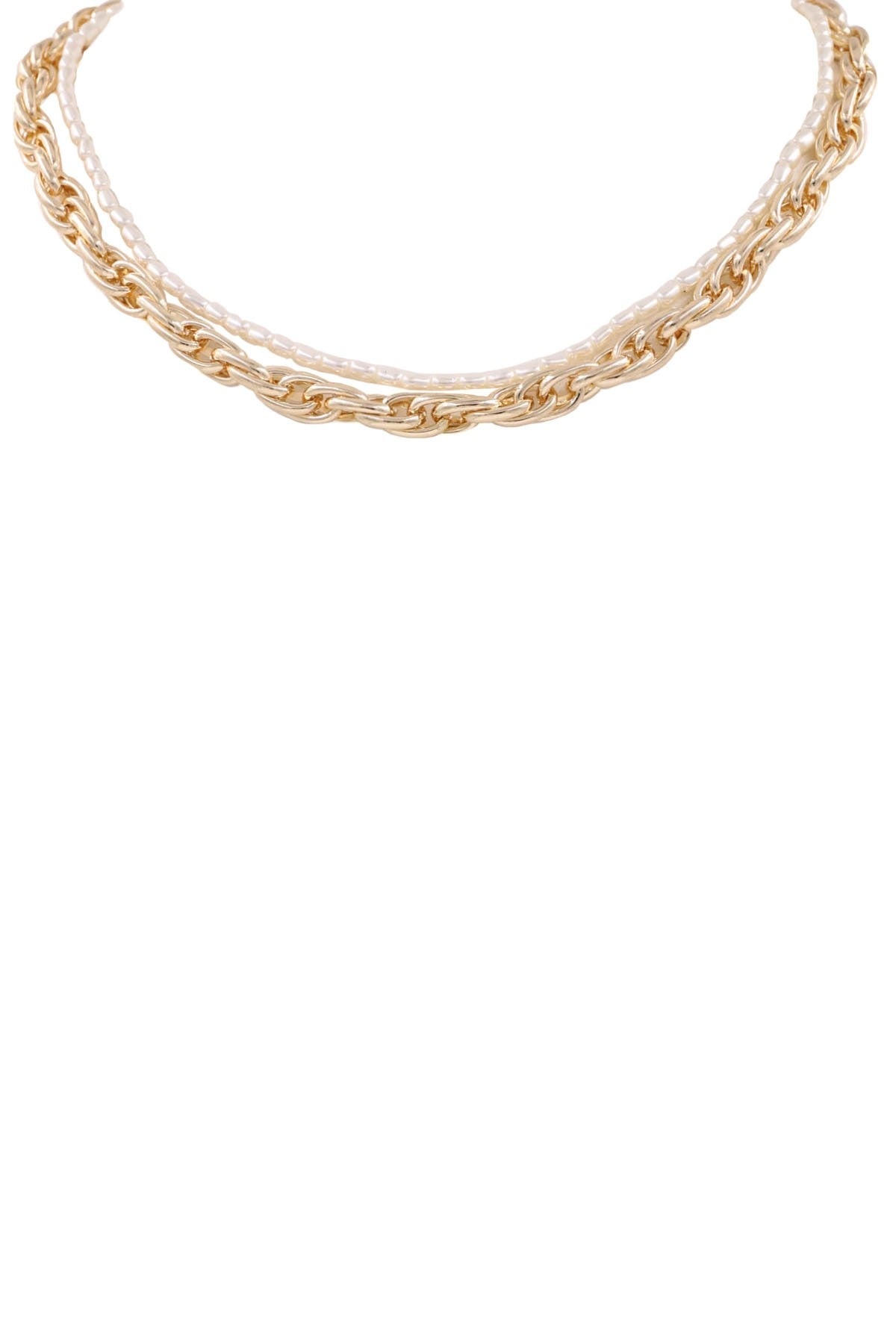 Metal Twist Pearl Gold Necklace